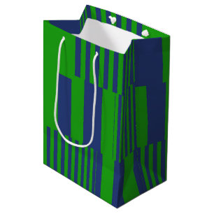 Blue Green Patchwork Stripes Design  Medium Gift Bag