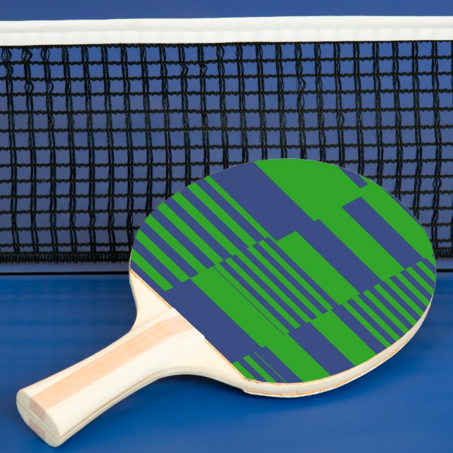 Blue Green Patchwork Stripes Design  Ping Pong Paddle (Insitu)
