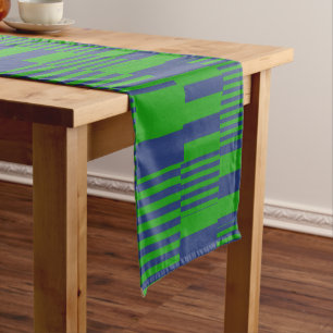 Blue Green Patchwork Stripes Design Short Table Runner