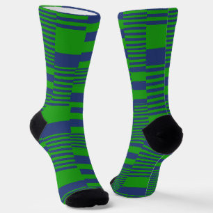 Blue Green Patchwork Stripes Design  Socks