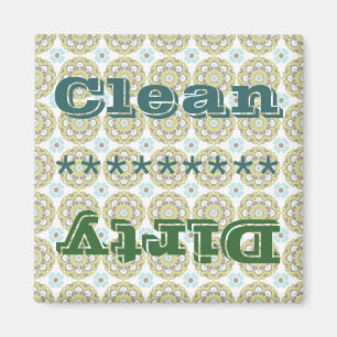 Blue Green Pattern Clean Dirty Dishwasher Magnet