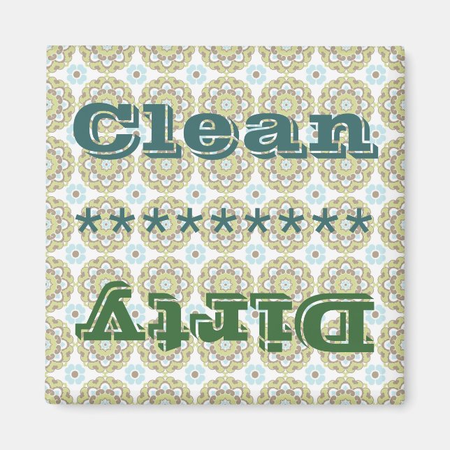 Blue Green Pattern Clean Dirty Dishwasher Magnet (Front)