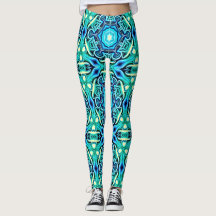 Blue Green Patterned Leggings