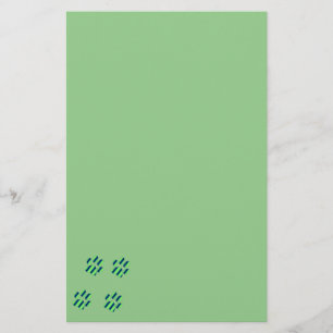 Blue Green Paw Prints Stationery