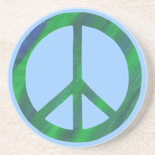 Blue Green Peace Sign, Coasters