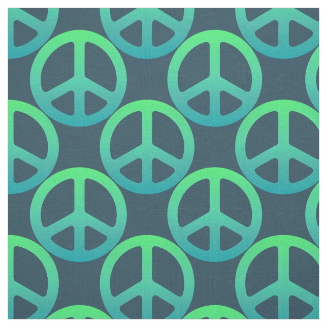 Blue Green Peace Sign Fabric (Swatch)