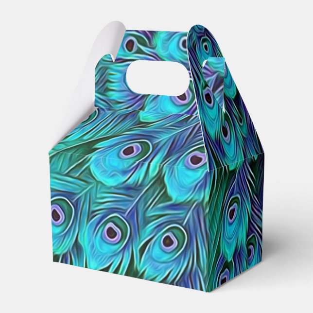 Blue Green Peacock Favour Box (Front Side)
