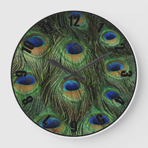 Blue Green Peacock Feather Customised Photo Clock