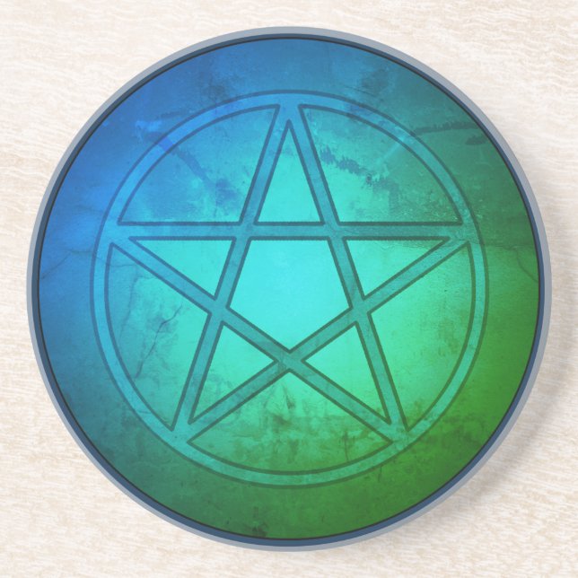 Blue Green Pentacle Coaster (Front)