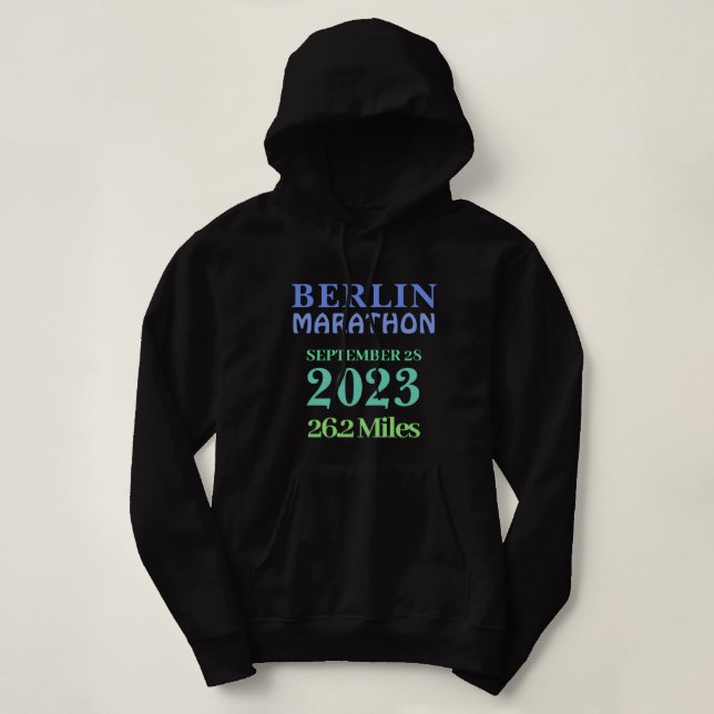 Blue Green Personalised Marathon Runner CustomText Hoodie (Design Front)