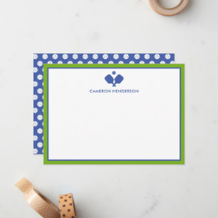 Blue Green Personalised Name Fun Pickleball Card