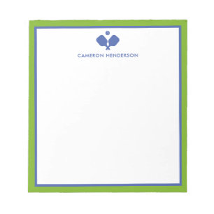 Blue Green Personalized Name Fun Pickleball  Notepad