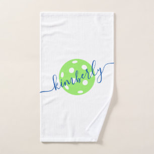 Blue & Green Pickleball Cute Personalised Hand Towel