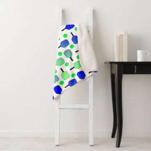 Blue & Green Pickleball Paddles Green Pickleballs Sherpa Blanket