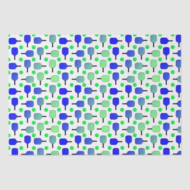 Blue & Green Pickleball Paddles Green Pickleballs Tissue Paper (Front)