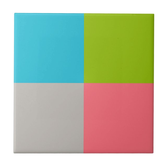 Blue Green Pink Grey Ceramic Tile (Front)