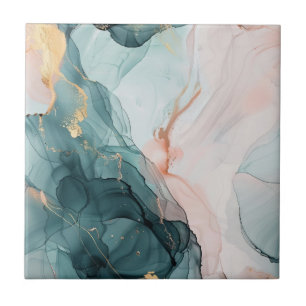 Blue, Green, Pink Marble Effect Ceramic Tile