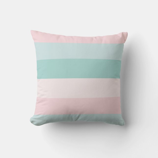 Blue Green Pink Stripes Pastel Colours Template Cushion (Front)