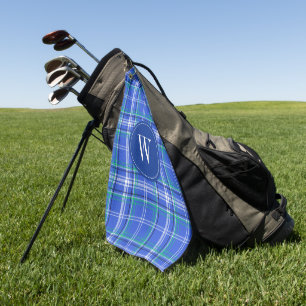 Blue & Green Plaid Golf Monogram Golf Towel
