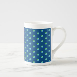 Blue Green Planet Dots Earth Day Ecology Bone China Mug