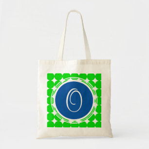 Blue & Green Polka Dot Monogram Tote Bag