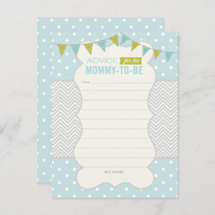 Blue Green Polka Dots Baby Shower Advice Card