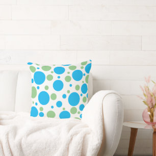 Blue Green Polka Dots Cushion