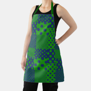 Blue Green Polka Dots Patchwork  Apron