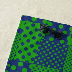 Blue Green Polka Dots Patchwork Beach Towel