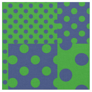 Blue Green Polka Dots Patchwork Fabric