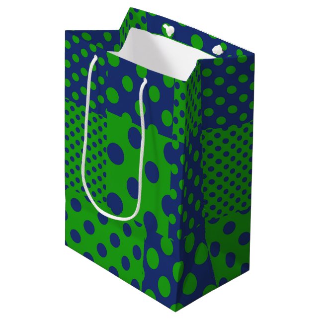 Blue Green Polka Dots Patchwork  Medium Gift Bag (Front Angled)