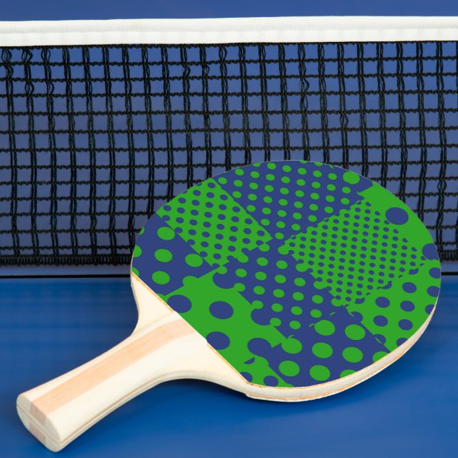 Blue Green Polka Dots Patchwork  Ping Pong Paddle (Insitu)