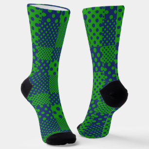 Blue Green Polka Dots Patchwork  Socks