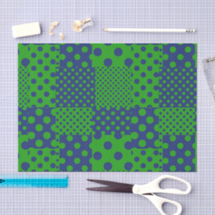 Blue Green Polka Dots Patchwork  Tissue Paper