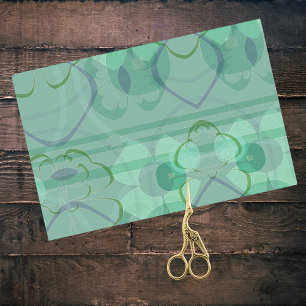 Blue Green Pop Art Nouveau Abstract Floral Collage Tissue Paper
