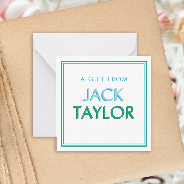 Blue Green Preppy Personalised Gift Enclosure Card (Creator Uploaded)