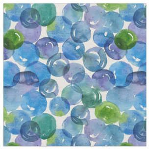 Blue Green Purple Circles Dots Bubbles Watercolor Fabric