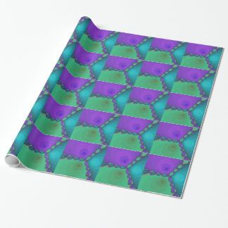 Blue Green Purple Fractal Wrapping Paper