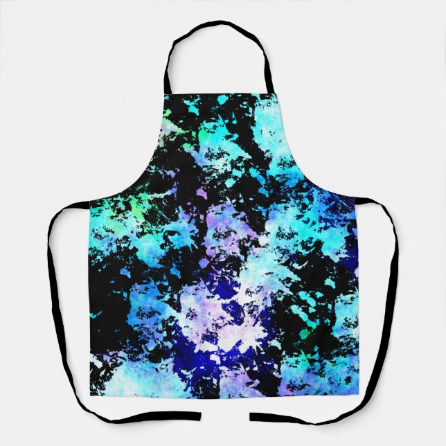 Blue Green Purple Paint Splash Abstract Apron (Front)