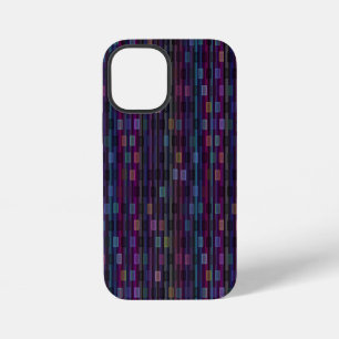 Blue, green, purple, pink squares with stripes iPhone 12 mini case