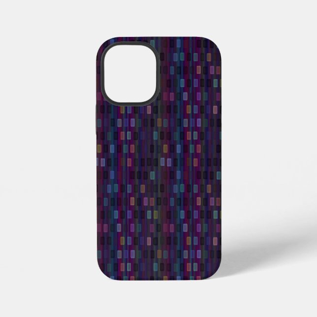 Blue, green, purple, pink squares with stripes iPhone case (Back)