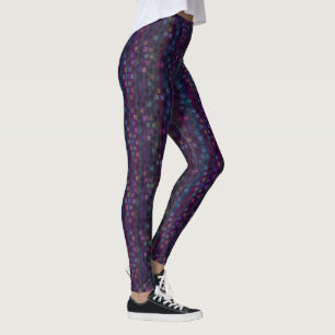 Blue, green, purple, pink squares with stripes leggings