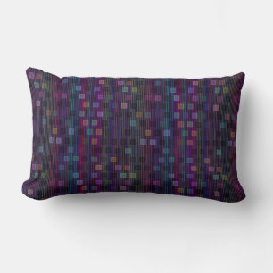 Blue, green, purple, pink squares with stripes lumbar cushion