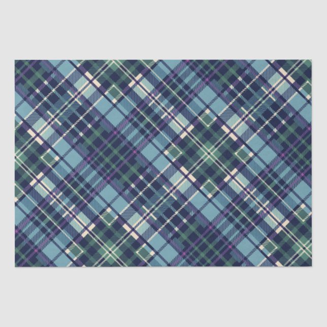 Blue, Green & Purple Plaid Tissue Paper (Front)