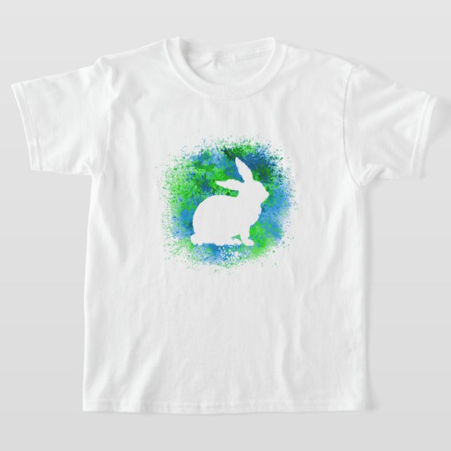 Blue Green Rabbit Kids T-Shirt (Laydown)