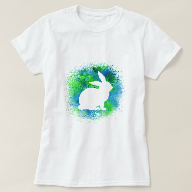 Blue Green Rabbit T-Shirt (Design Front)