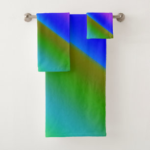 Blue green rainbow abstract texture pattern art t bath towel set