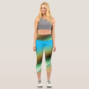 Blue green rainbow abstract texture pattern art t capri leggings