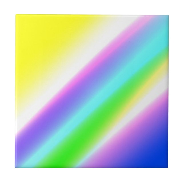 Blue green rainbow abstract texture pattern art  t ceramic tile (Front)