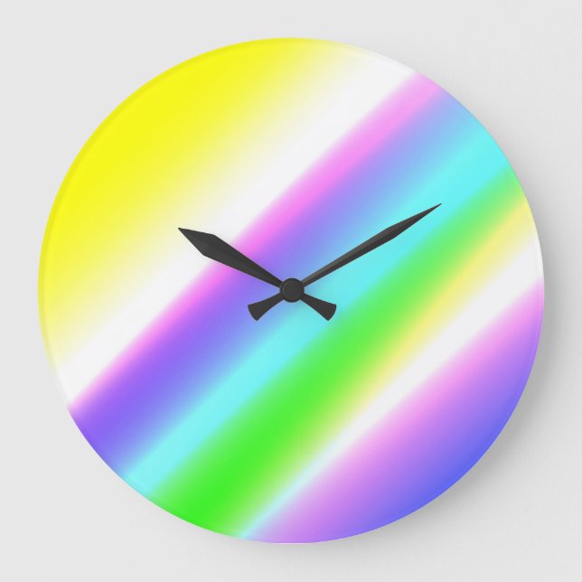 Blue green rainbow abstract texture pattern art  t large clock (Front)